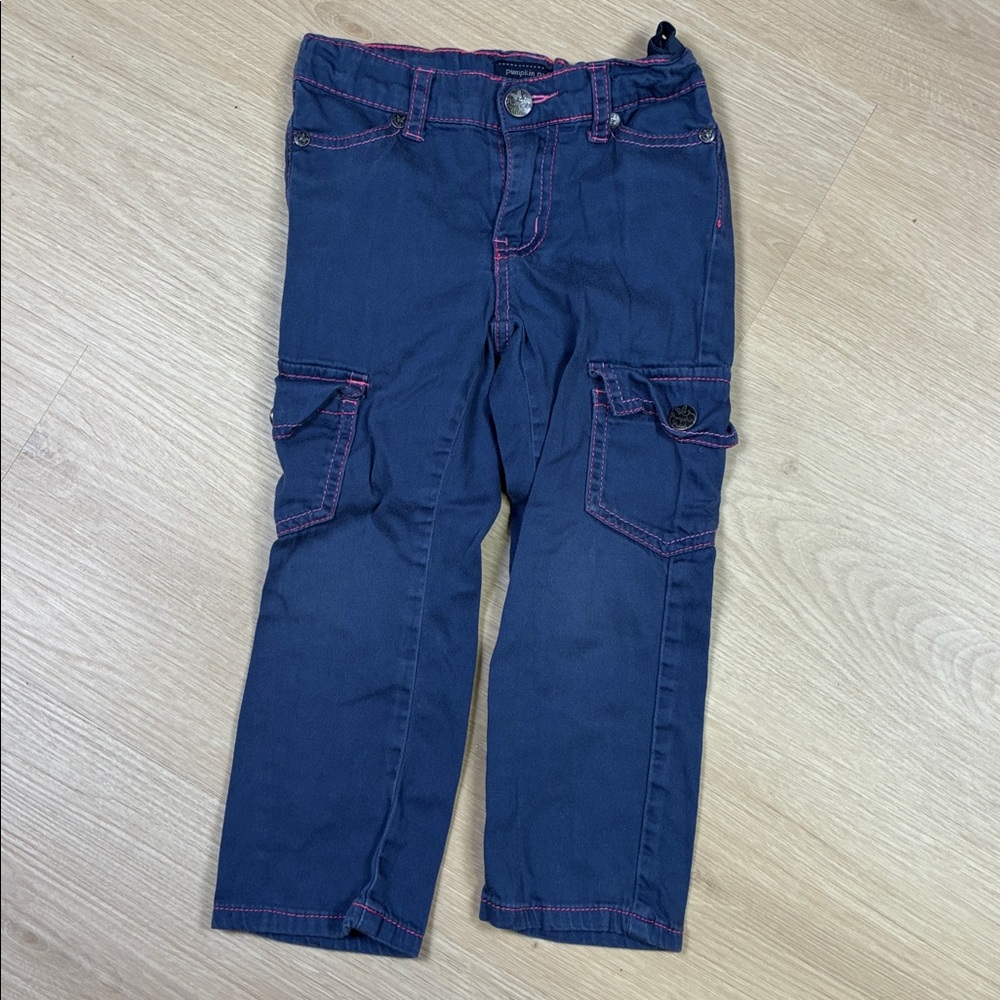 Pumpkin Patch Navy Pants with Pink Stitching